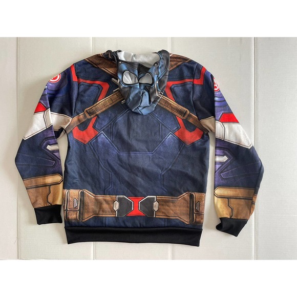 Men’s Marvel Avengers Captain America Age Of‎ Ultron Mask Full Zip Hoodie Size M - Picture 9 of 9
